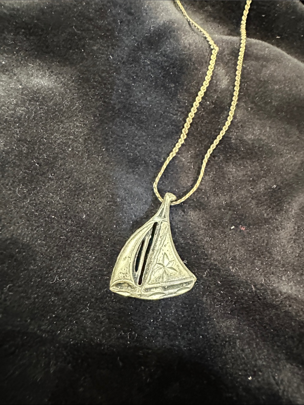 Silver Sailboat Pendant Necklace - Unbranded